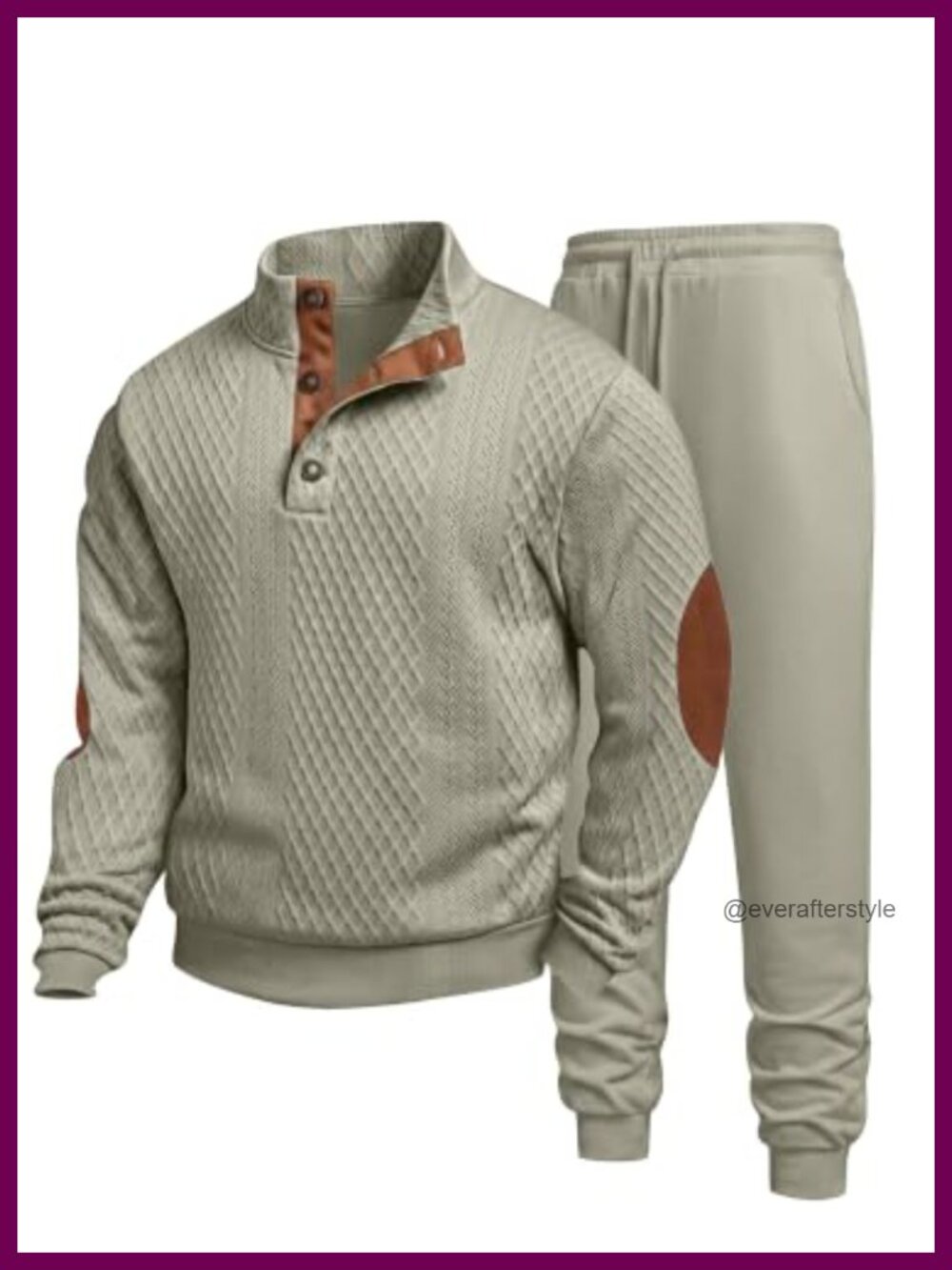 Men's 2 Piece Tracksuit Quarter Button Sweatshirt Jogger Set